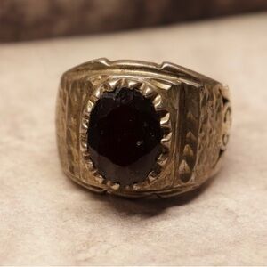 Vintage Natural Red Garnet 925 Sterling Silver Ring